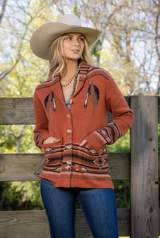 Women's Cash Horse Head Retro Cardigan