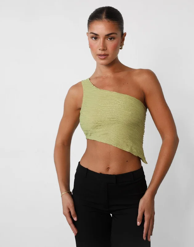 Yianna One Shoulder Top (Olive)