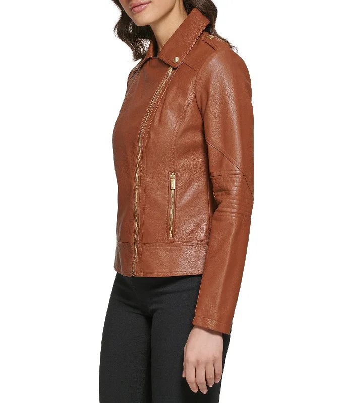 Faux Leather Asymmetrical Zip Moto