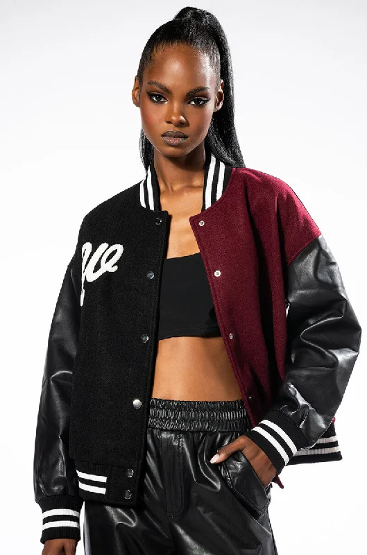 BACK TO SCHOOL AZALEA WANG VARSITY BOMBER