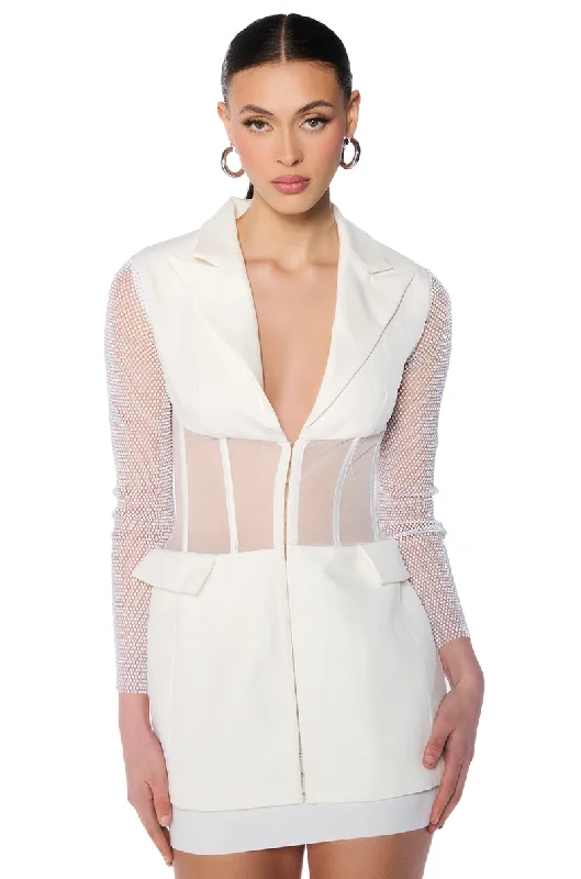 BEIBS IN THE TRAP CORSET BLAZER DRESS WITH RHINESTONE SLEEVES