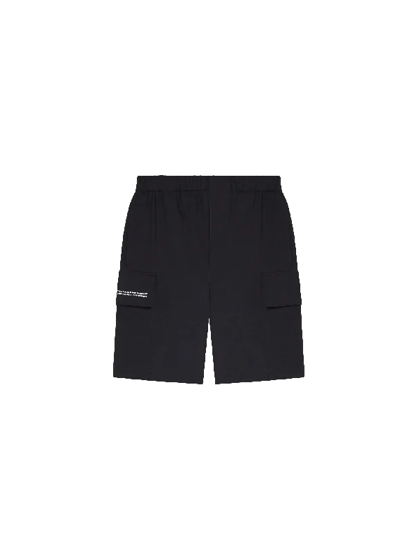 Organic Cotton Blend Cargo Shorts—black