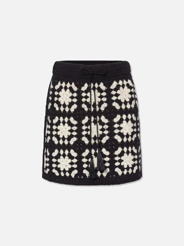 Crochet Tassel Skirt -- Navy Multi