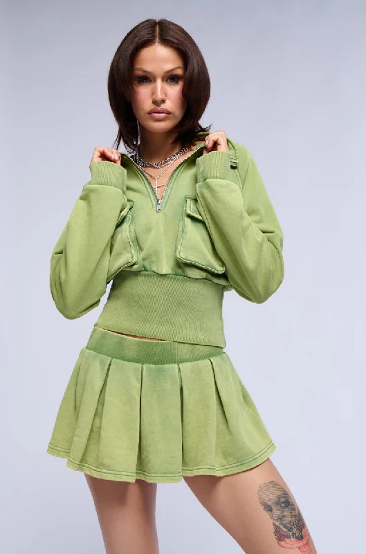 EVERGREEN MINERAL WASH ZIP UP SWEATSHIRT