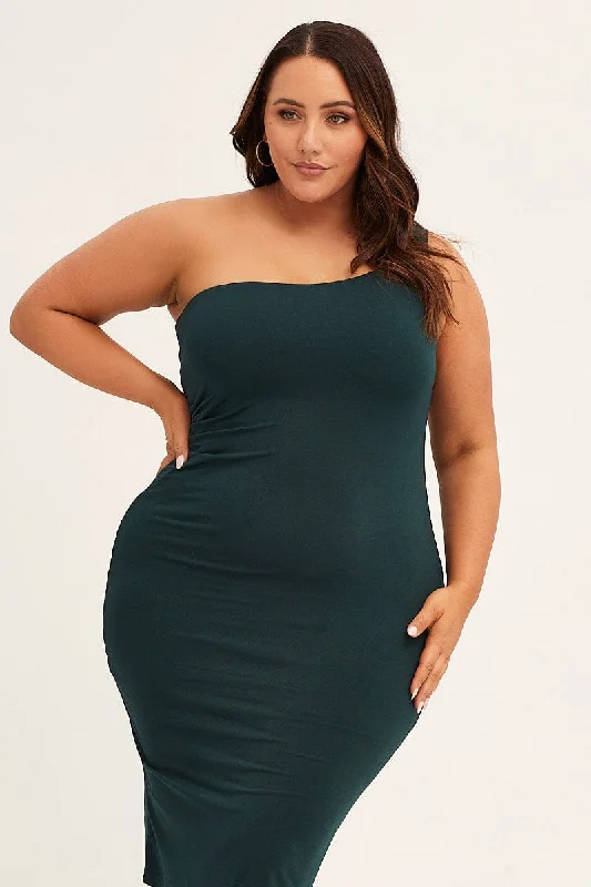 Green One Shoulder Jersey Bodycon Dress