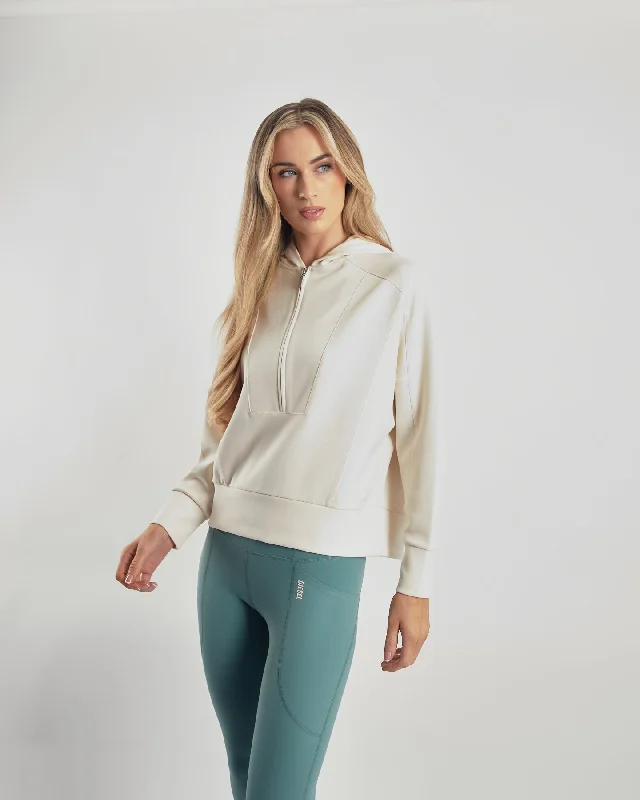 Mya Half Zip Hood Vanilla White