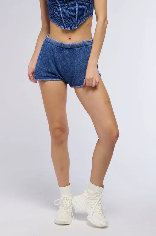 KIMBERLY MINERAL WASH MINI SHORT IN BLUE