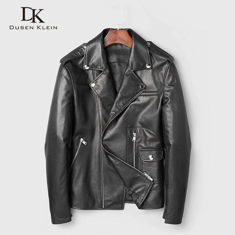 Men Genuine Leather Jacket Real Sheepskin Jackets Casual Short Black Pockets 2019 Autumn New Jacket for Man C7118