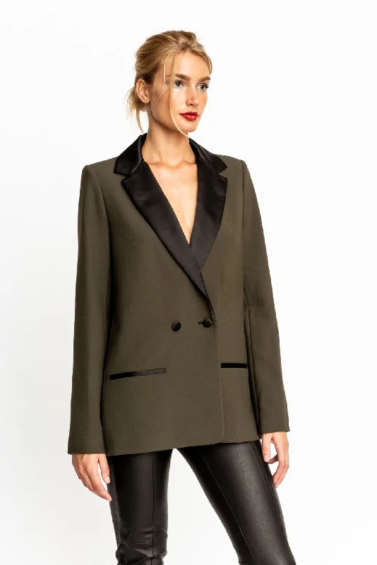 Military Green with Satin Contrast Clair Blazer