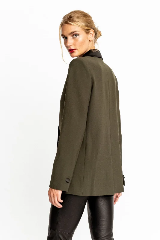 Military Green with Satin Contrast Clair Blazer