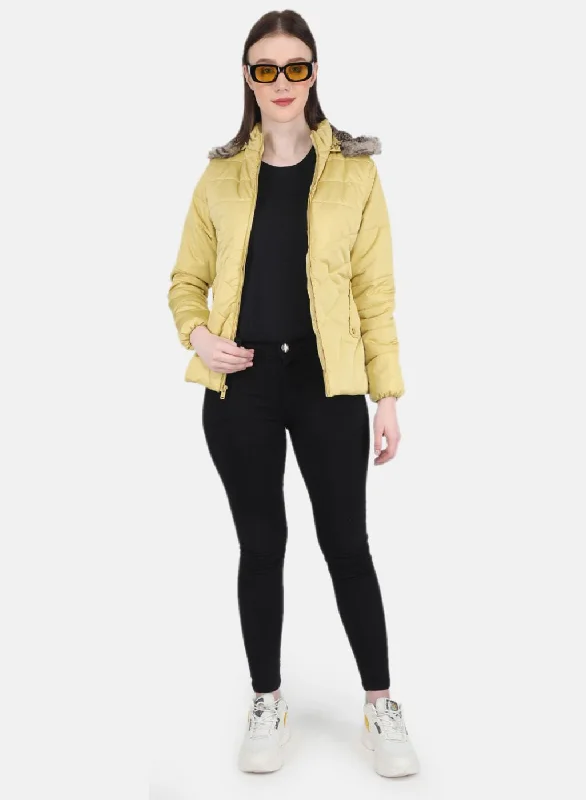 Women Mustard Solid Jacket