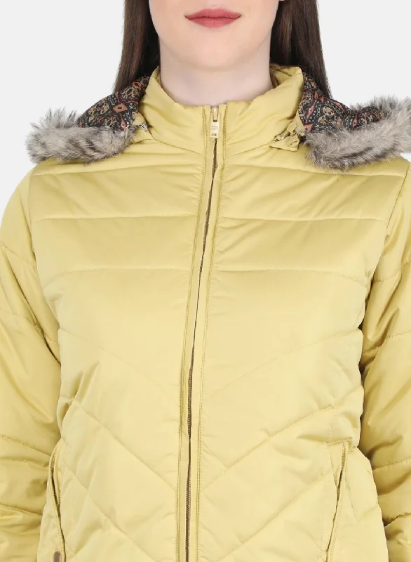 Women Mustard Solid Jacket