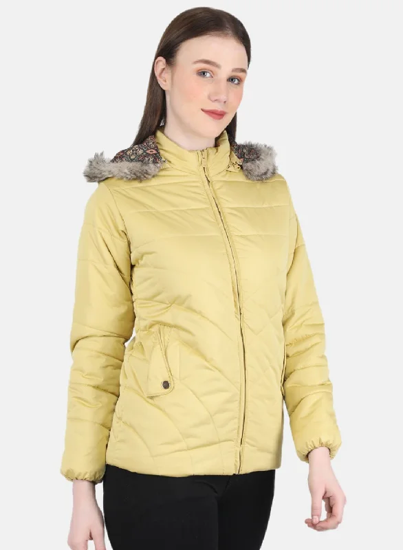 Women Mustard Solid Jacket