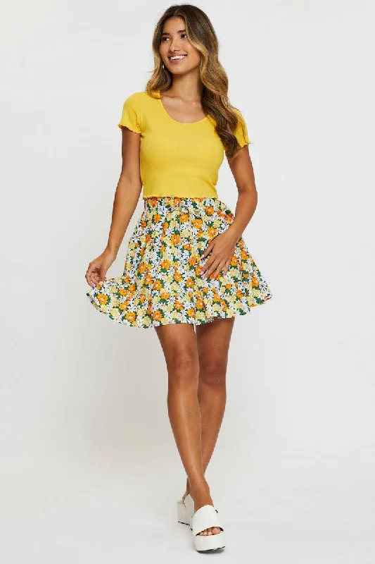 Print Skater Skirt