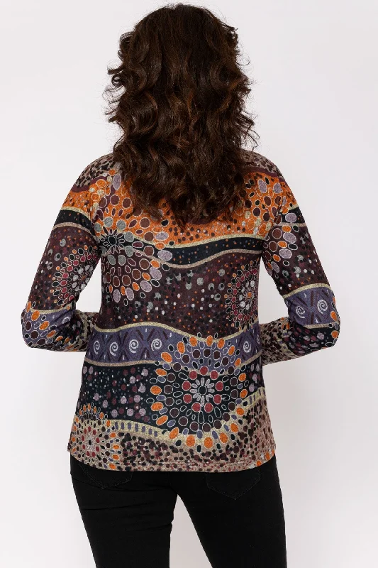 Printed Cowl Neck Top in Rust