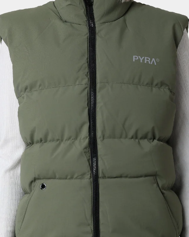 PYRA Sleeveless Puffa Vest Olive Green