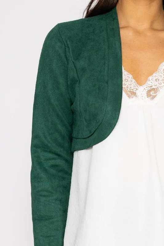 Suede Bolero in Bottle Green