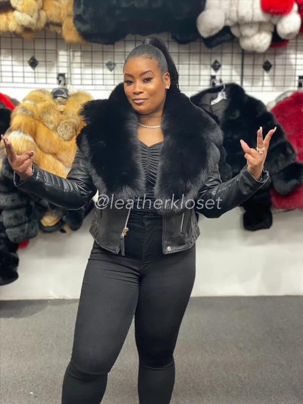 Women's Jay Biker Full Fox Fur [Black Fur]