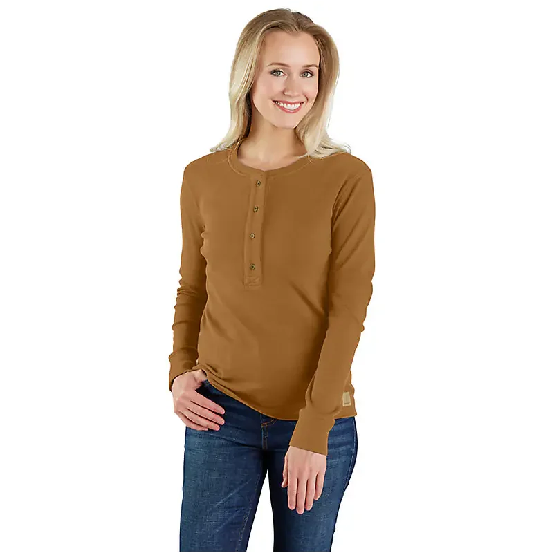 WOMEN'S TENCEL™ FIBER SERIES RELAXED FIT LONG-SLEEVE RIBBED HENLEY SHIRT 106480