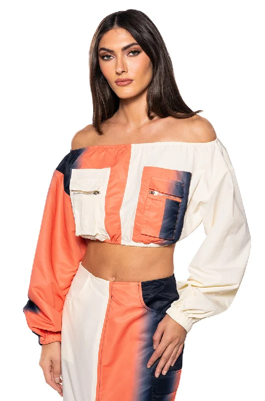 YOU WISH COLOR BLOCKED CARGO TOP