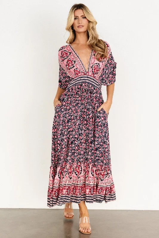 Amaris Maxi Dress | Navy Multi