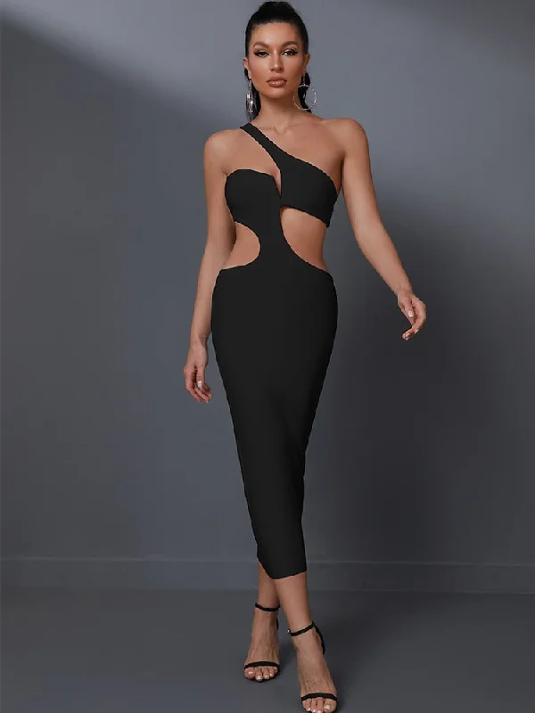 Backless Cut Out Midi Party Dress