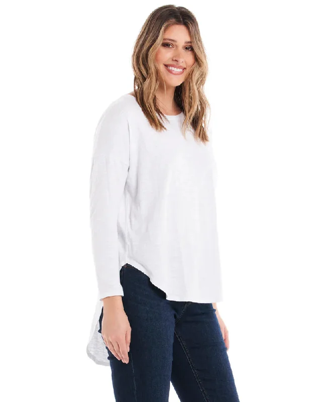 BETTY BASICS JESSIE LONG SLEEVE TEE WHITE