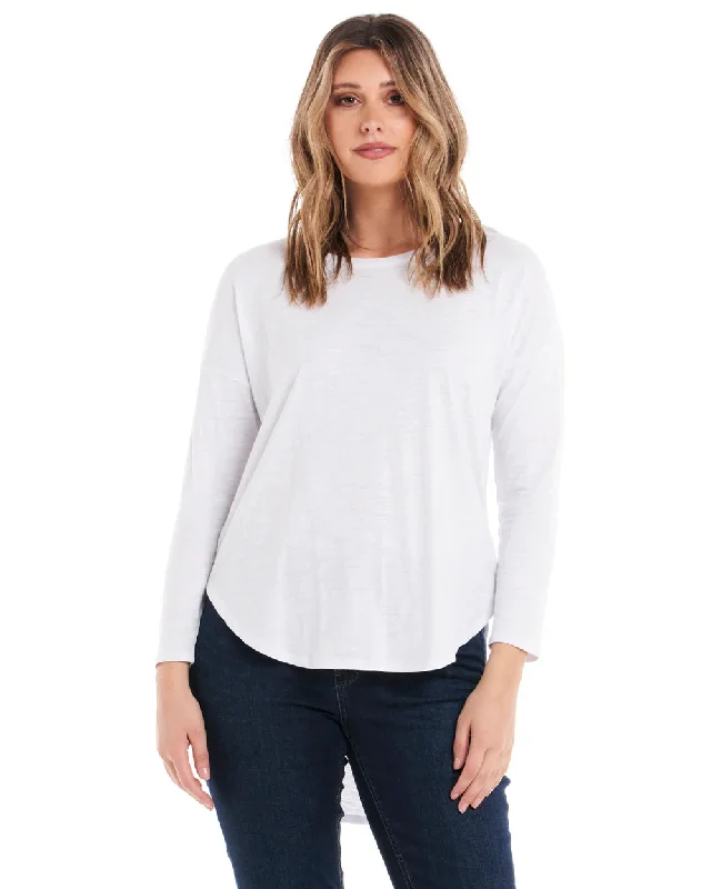 BETTY BASICS JESSIE LONG SLEEVE TEE WHITE