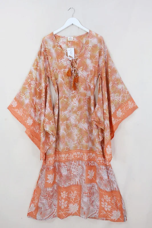 Cassandra Maxi Kaftan - Peach Melba - Vintage Sari - Size M/L