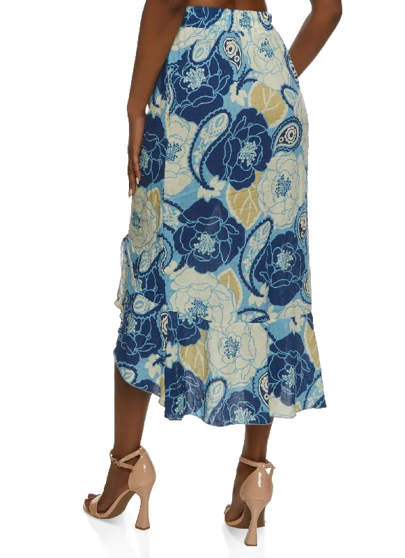 Printed Side Slit Maxi Skirt