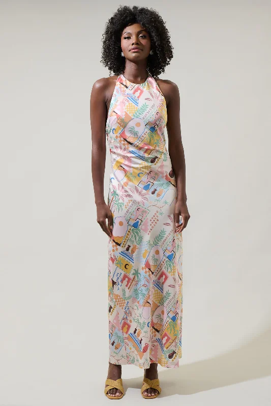 Down The Sunset Yuma Halter Maxi Dress