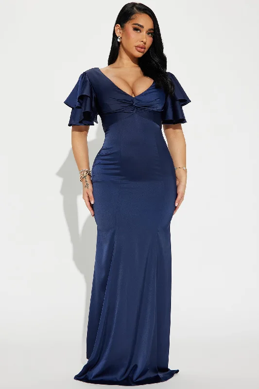 Everlee Satin Gown - Navy