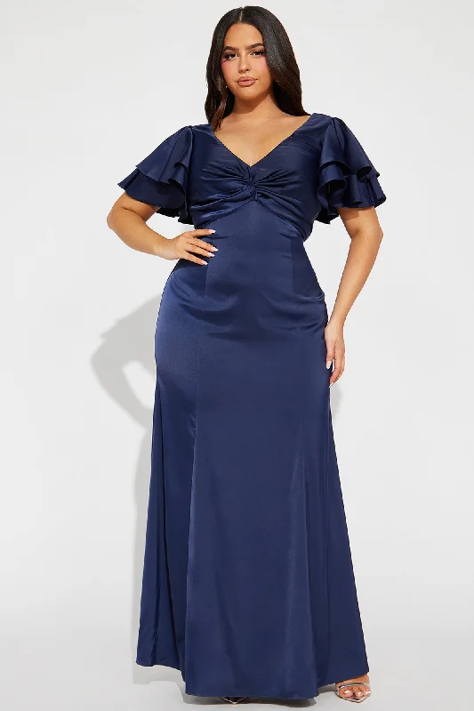 Everlee Satin Gown - Navy