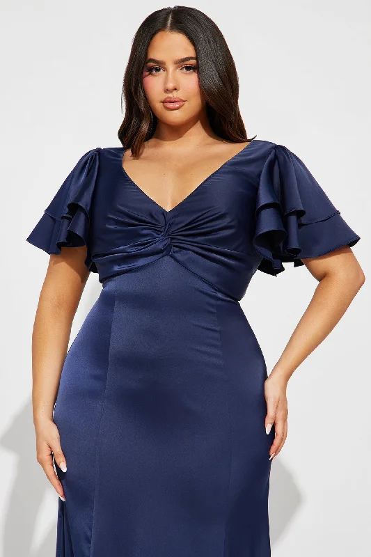 Everlee Satin Gown - Navy