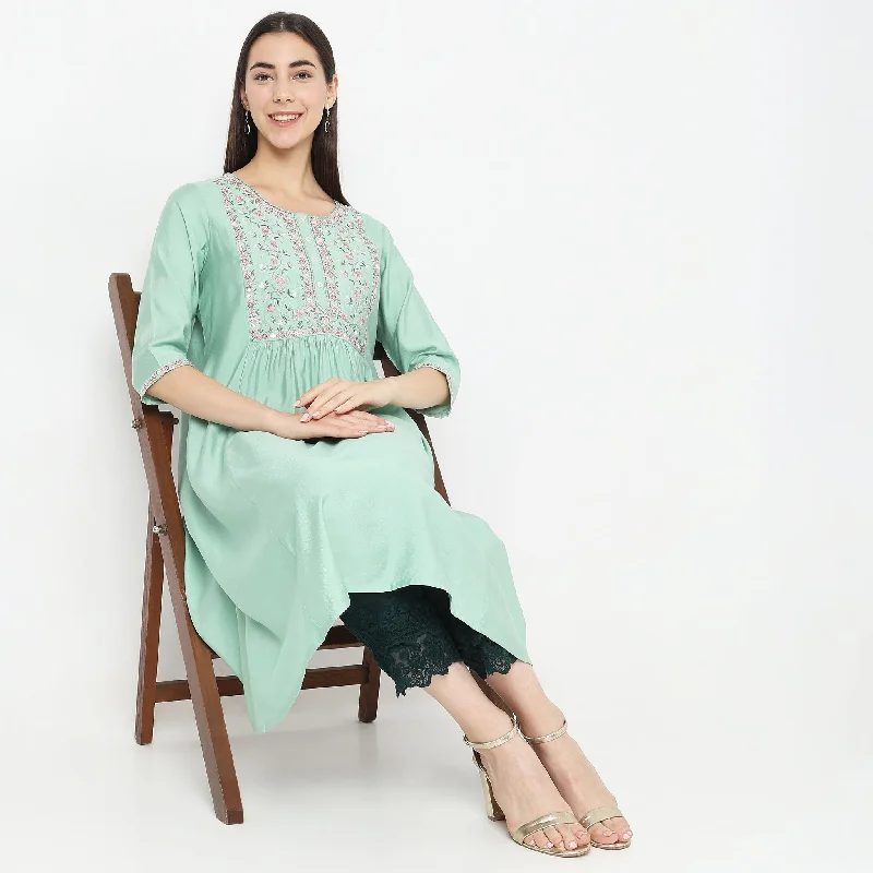 Flare Fit Embroidered Kurta