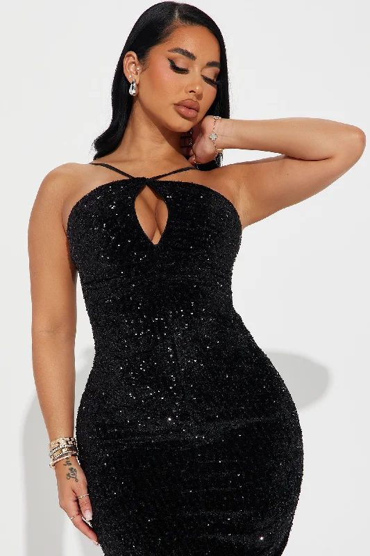 Julie Sequin Maxi Dress - Black