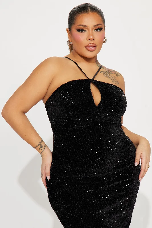 Julie Sequin Maxi Dress - Black