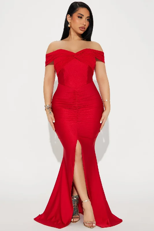 Lea Off Shoulder Gown - Red