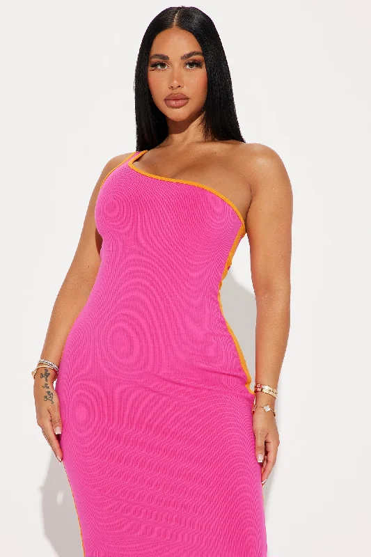 Maya Snatched Maxi Dress - Fuchsia/combo