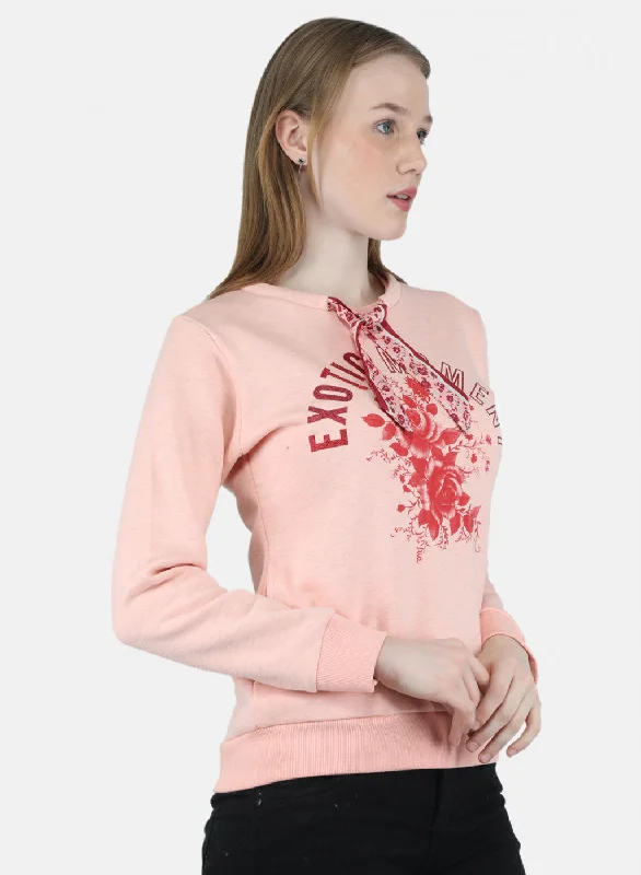 Women Peach Printed Sweatshirt