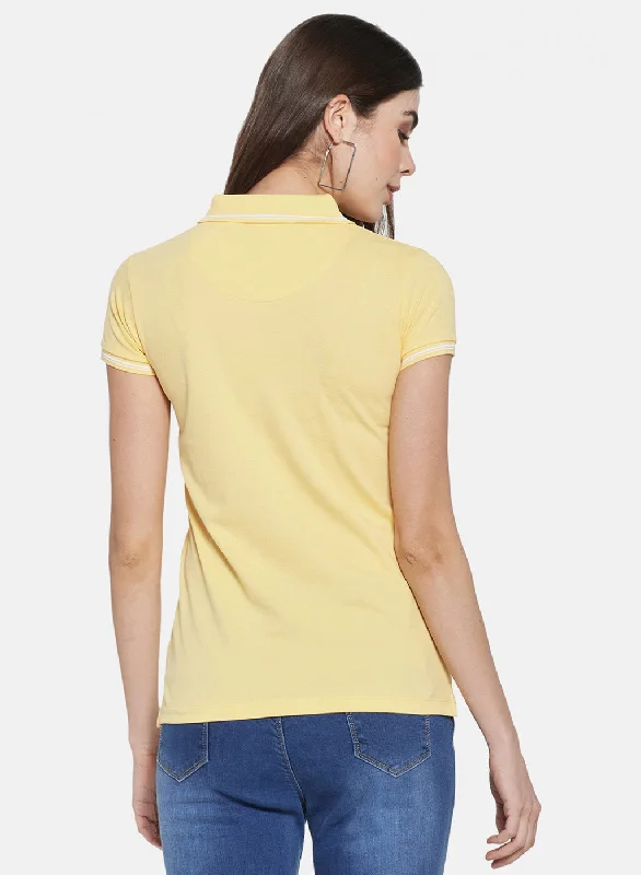 Womens Yellow Plain T-Shirt