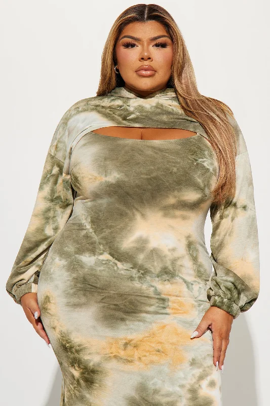 Olivia Tie Dye Maxi Dress - Olive