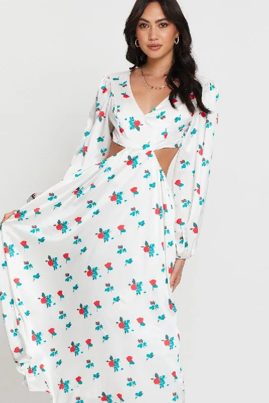 Print Maxi Dress Long Sleeve