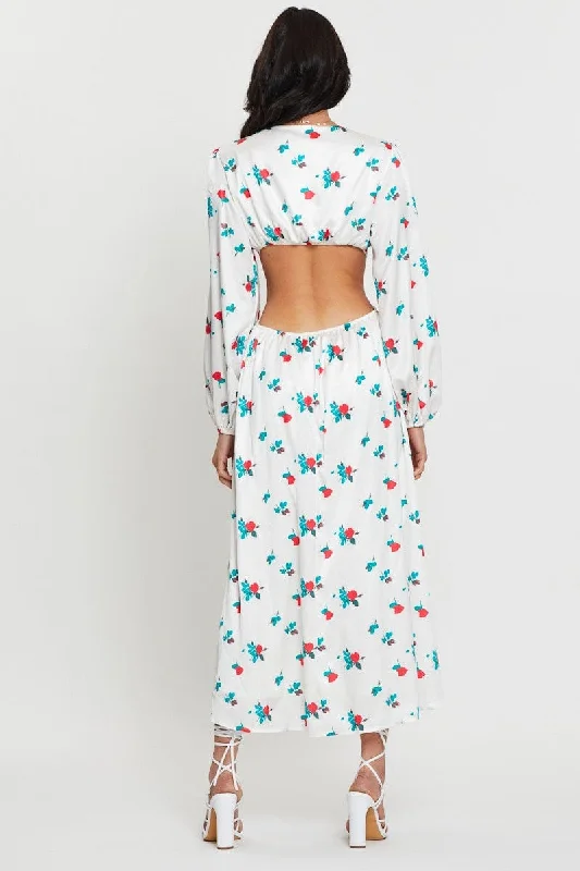 Print Maxi Dress Long Sleeve