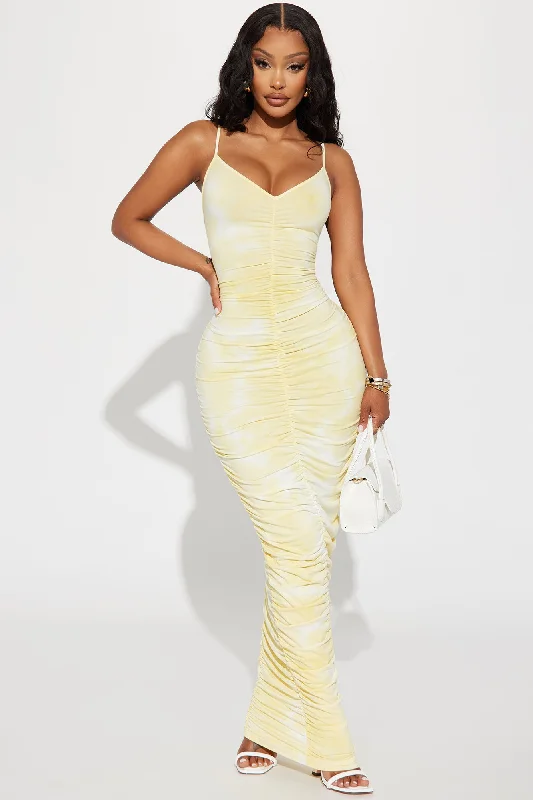 Priscilla Tie Dye Maxi Dress - Yellow