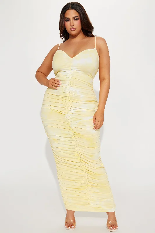 Priscilla Tie Dye Maxi Dress - Yellow