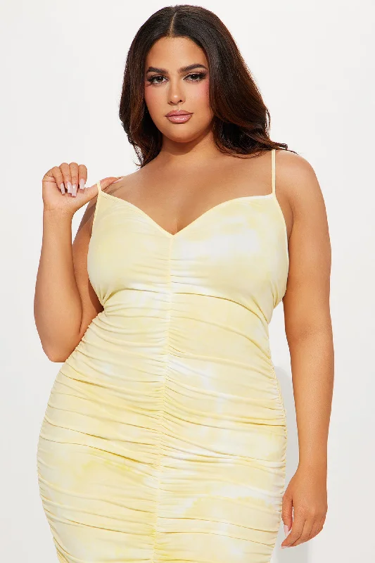 Priscilla Tie Dye Maxi Dress - Yellow