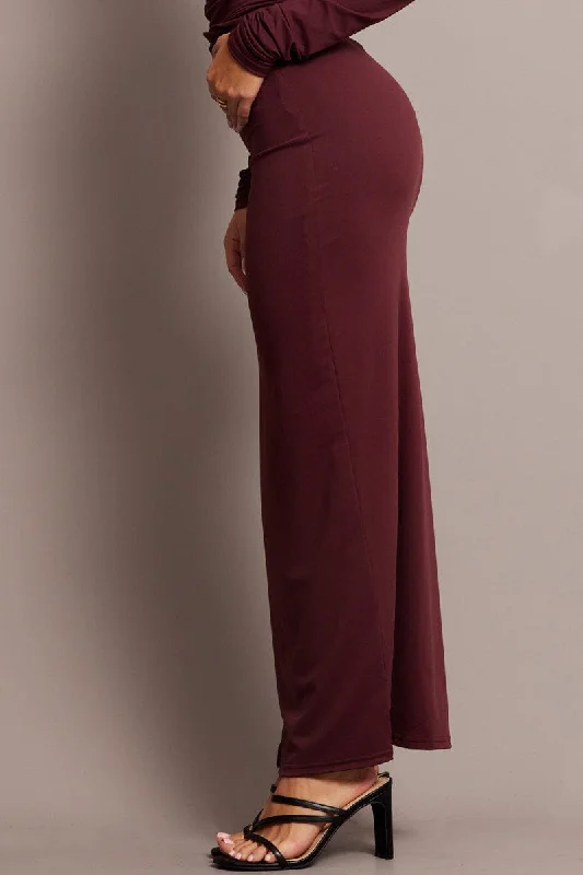 Red Supersoft Maxi Skirt Side Split