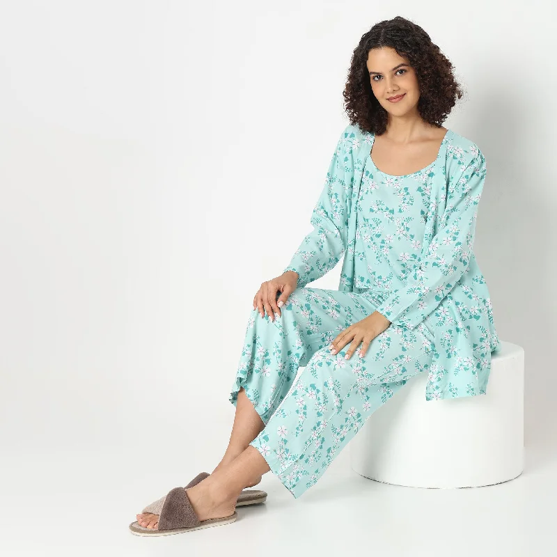 Regular Fit Tropical Sleepwear Shrug