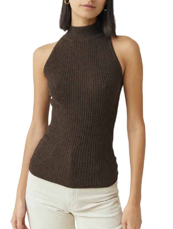 Rib Mock Neck Halter Top - AUTUMN CASHMERE